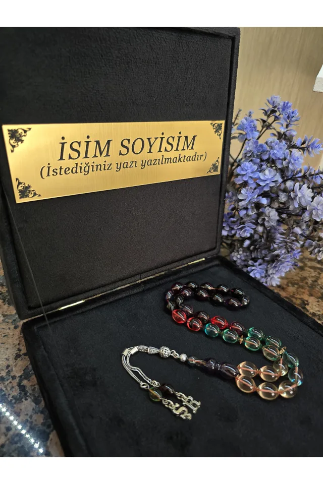 Ateş Kehribar Tesbih 925 ayar Gümüş Püskül, Harfli Kişiye Özel Seri, Usta İşi Sıkma Tespih - BONİBON