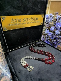 Ateş Kehribar Tesbih , Kişiye Özel Tesbih , Sıkma Kehribar Tesbih , Usta İşi Tespih  Gümüş kaplama